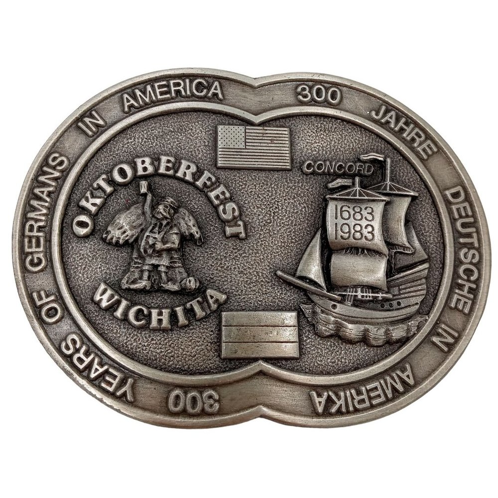 Wichita Oktoberfest Belt Buckle Vintage 1983 Kansas Germans Polka Concord Ship